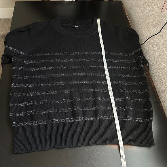 Rails Sweater Women Large Black Pullover Cashmere Blend Glitter Striped Knit - Picture 9 of 11